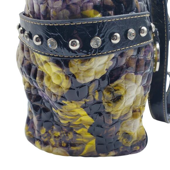 Maddie Clare Croc Embossed Tote Handbag Yellow Purple Rose Purse Shoulder Bag - Picture 4 of 16